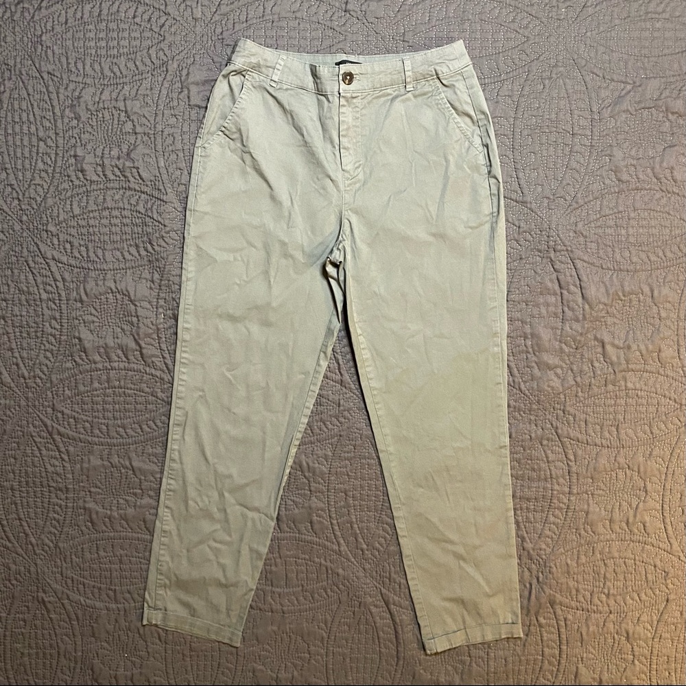 Forever 21 High Waisted Chino Ankle Pants in Olive Green